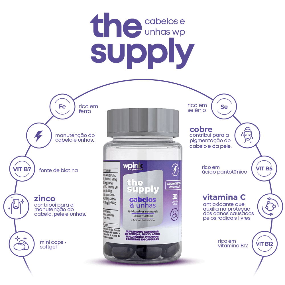 Kit Completo de Suplementos Wpink: Cabelos, Unhas, Treino, Sono, Colágeno e Whey